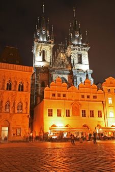 The Old Town Square At Night Stock Images