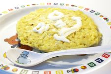 Baked Pudding On A Children S Plate Royalty Free Stock Photography Baked Pudding On A Children S Plate Royalty Free Stock Photography