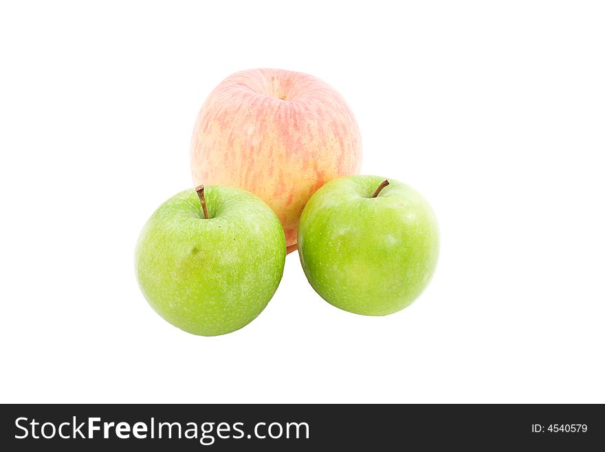 Three fresh apples isolated on a white background