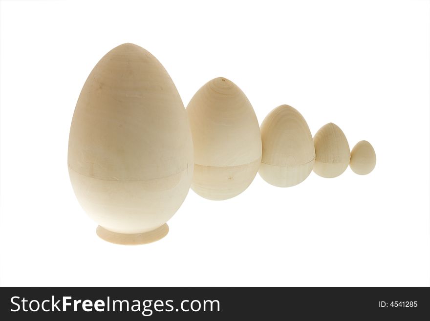 Wood Easter eggs of different sizes ready for paintings. Wood Easter eggs of different sizes ready for paintings