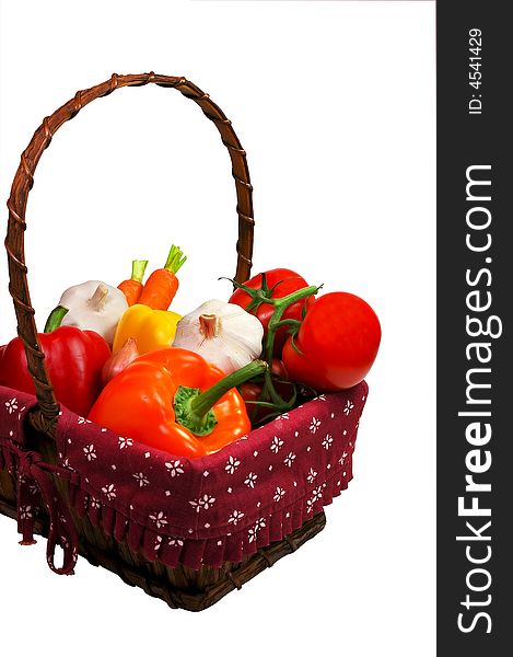 Basket with fresh vegetables from the market. Basket with fresh vegetables from the market.