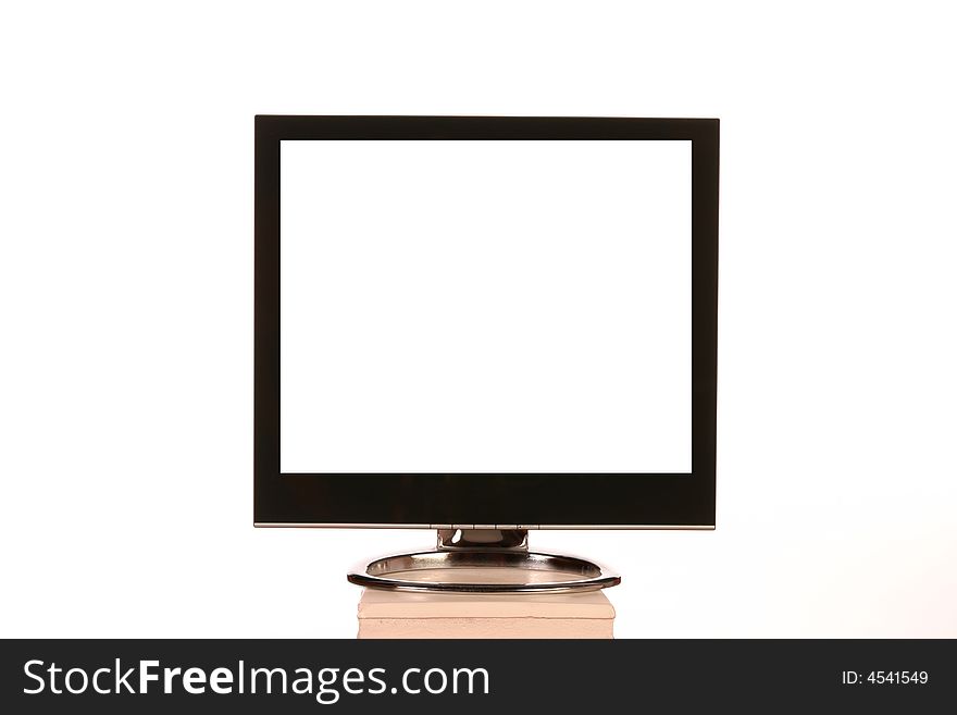 Isolated computer monitor with a white screen