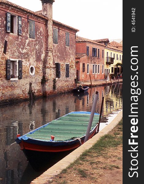 Boat Moored In Burano, Venice - Italy