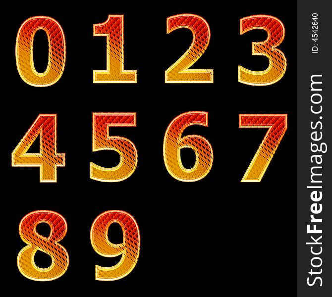 Orange 3d numbers for illustrations