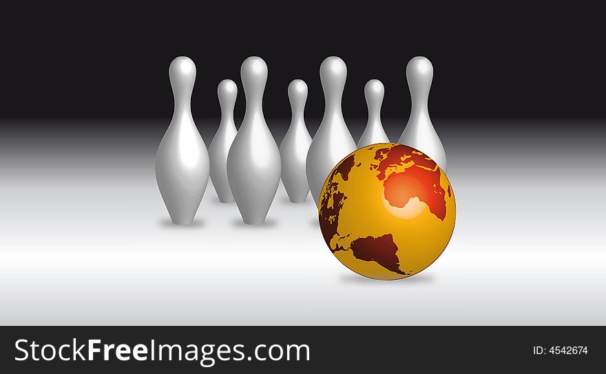 Bowling with orange Earth (vectorized). Bowling with orange Earth (vectorized)