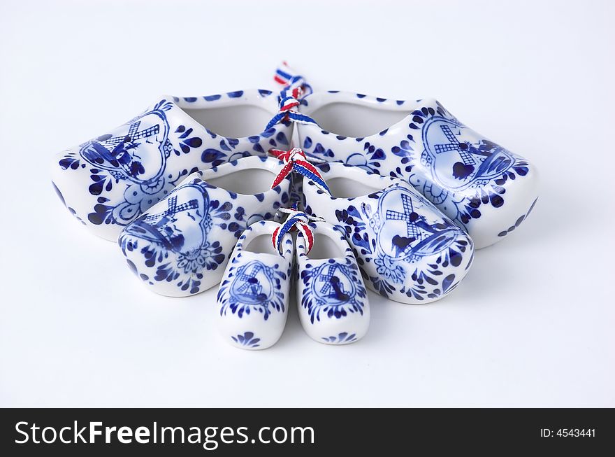 Set of Dutch porcelain clogs, traditional souvenir from Holland