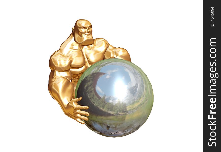 The man carry a globe