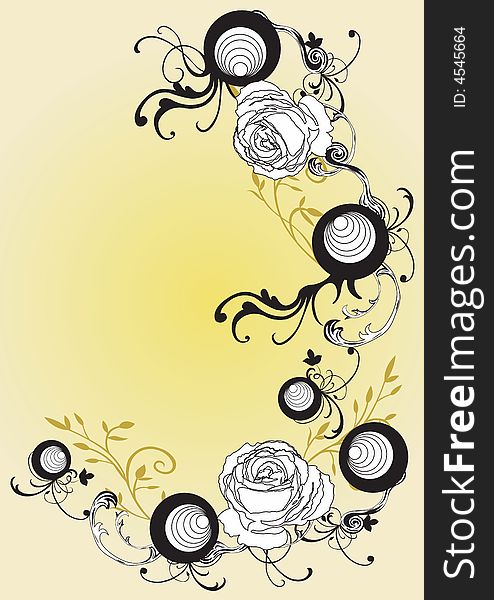 Illustration of roses and decorative patterns. Illustration of roses and decorative patterns