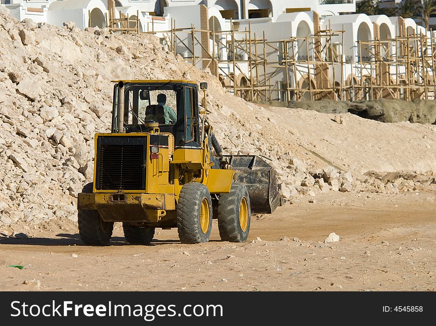 Bulldozer and construction site in egypt. Bulldozer and construction site in egypt