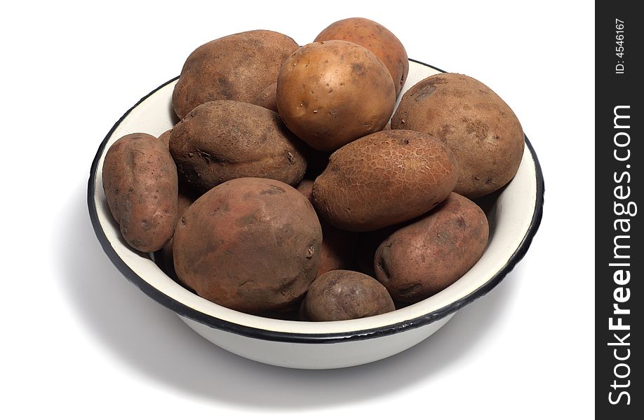 Bowl of raw organic potatoes