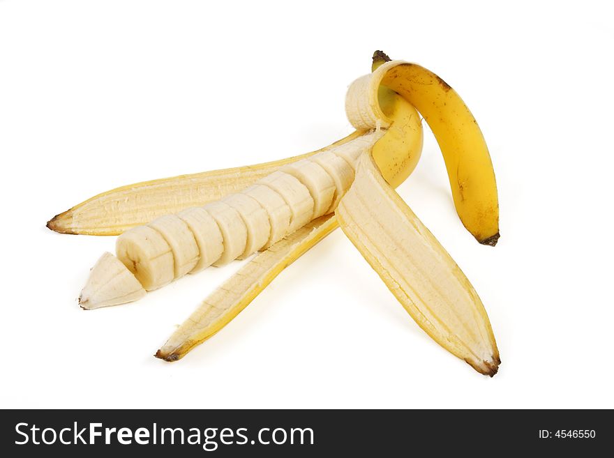 Cutting yellow banana, sweeter color fruit. Cutting yellow banana, sweeter color fruit