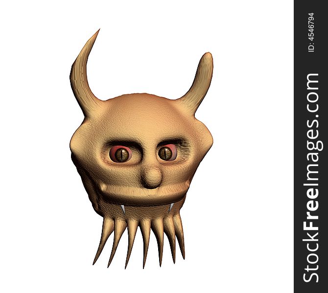 Head of a demon on a white background. 3D.