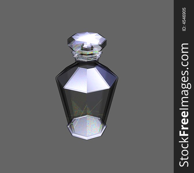 Glass decanter on a grey background 3D.