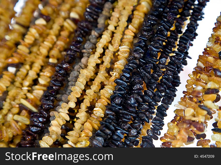 Necklaces from amber in various tints