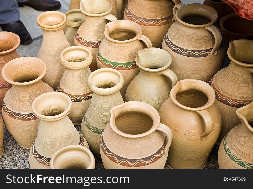 Clay jugs on the fair