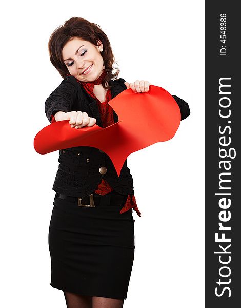 Woman Tearing Red Peper Heart