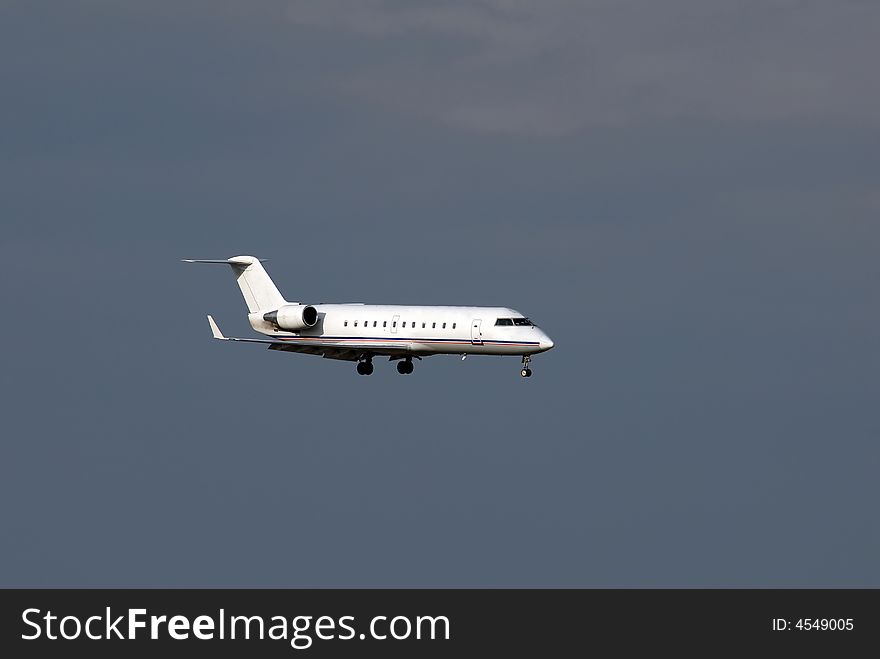 Regional passenger aircraft few moments before landing