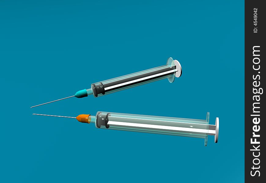 Medical objects - Two plastic syringes. Medical objects - Two plastic syringes