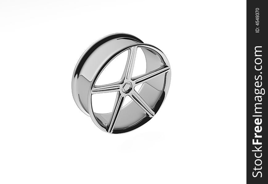 Isolated 3D Wheel polished with white background