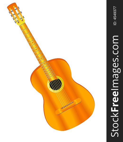 Musical instrument a wooden guitar in a vector