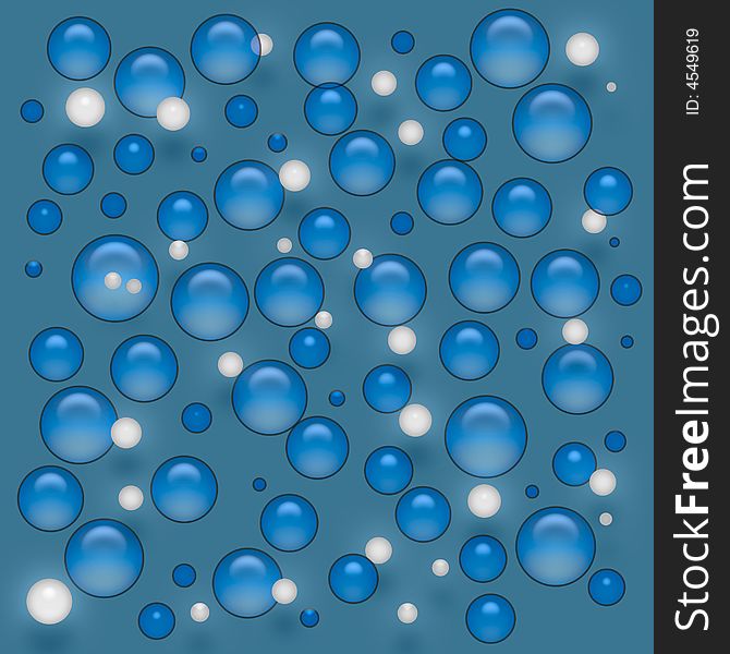 Blue and white bubbles float on solid background illustration. Blue and white bubbles float on solid background illustration