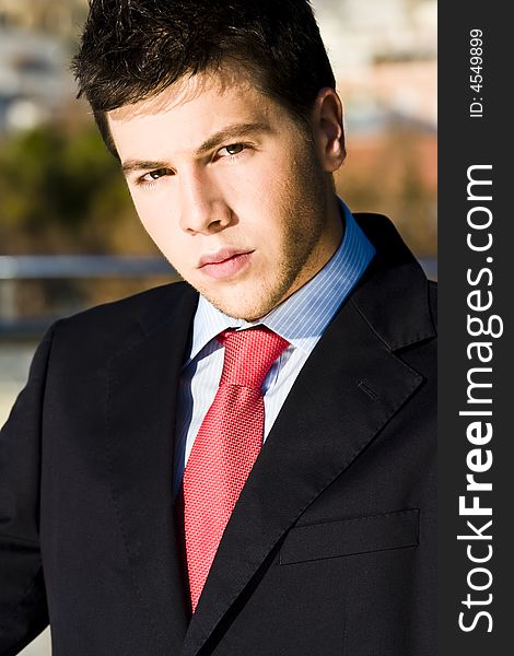 Handsome businessman portrait elegantly dressed