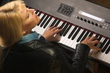 Female Musician Performs Stock Photos Female Musician Performs Stock Photos