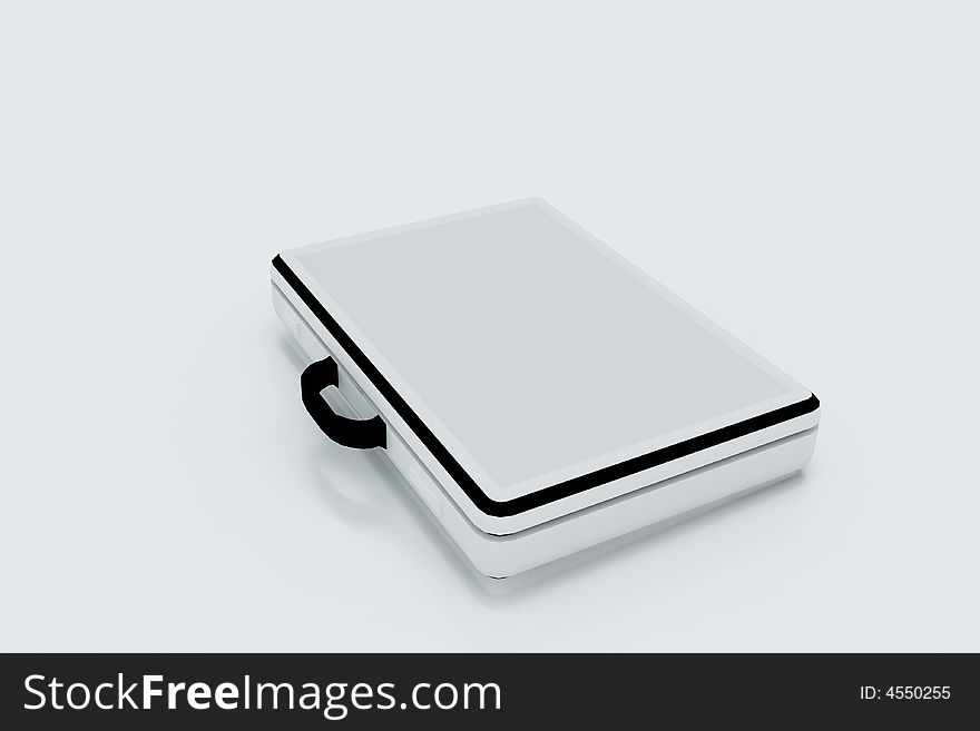 Isolated silver briefcase on white backround