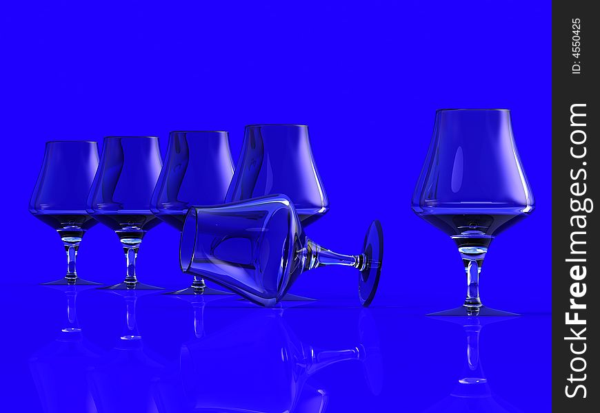 The many 3d blue glass