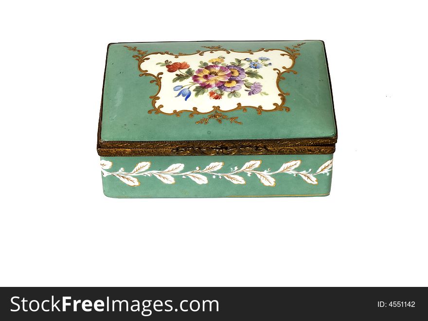Isolated old antique jewellery box. Isolated old antique jewellery box