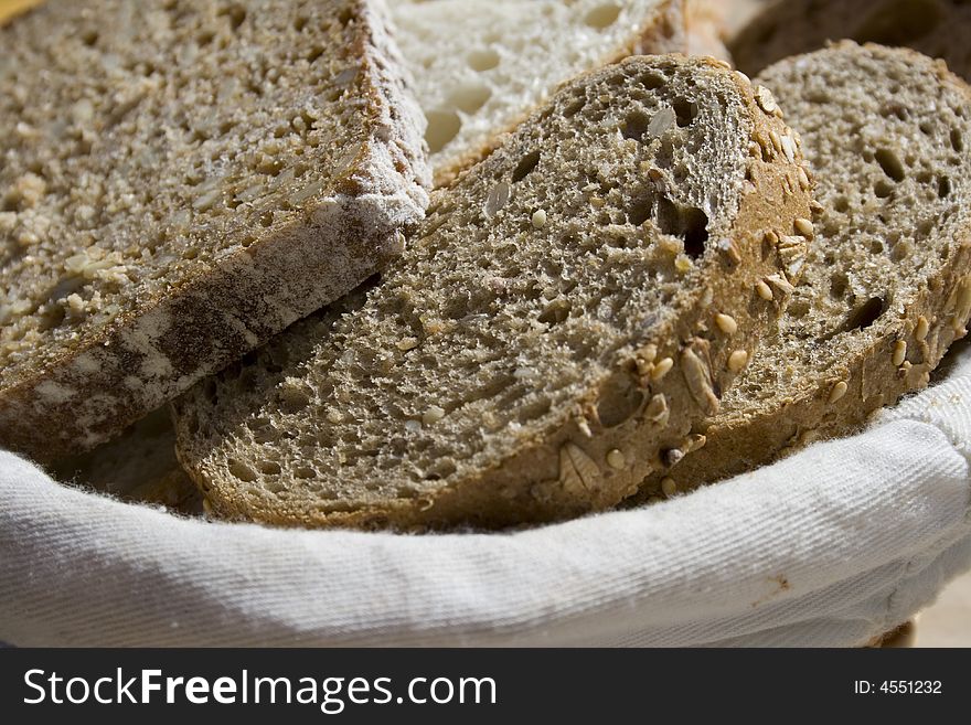 Fresh baked bread in a bread basket