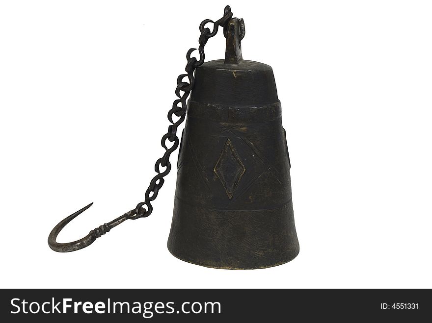 Isolated old antique iron gong object