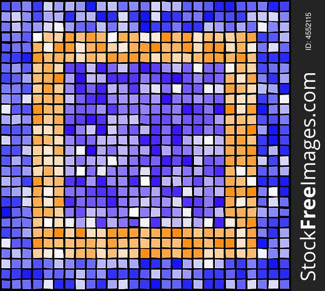 Blue and orange mosaic element. Blue and orange mosaic element