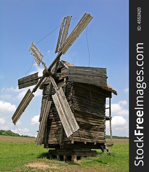 Ukrainian ancient  wooden mill in Pirogovo village