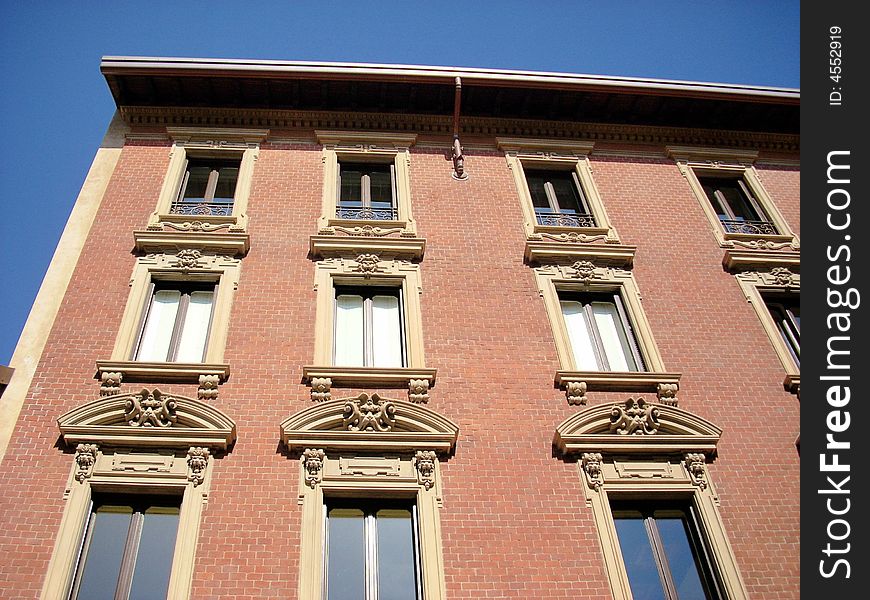 A part of a building in the center of Milan. A part of a building in the center of Milan