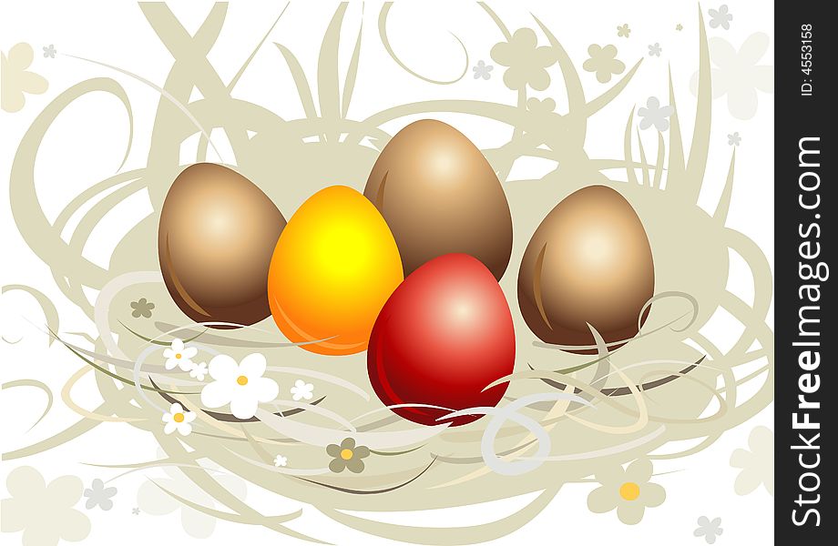 Five easter eggs, vektor illustration