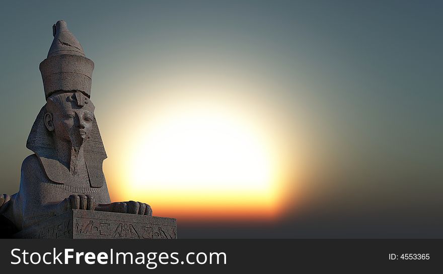 Antique Egyptian sphinx on quay of the river. Saint-Petersburg, Russia