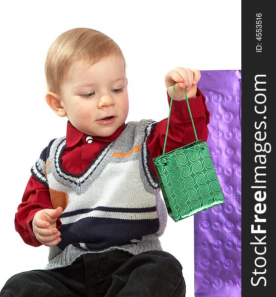 Kid Holds A Green Package