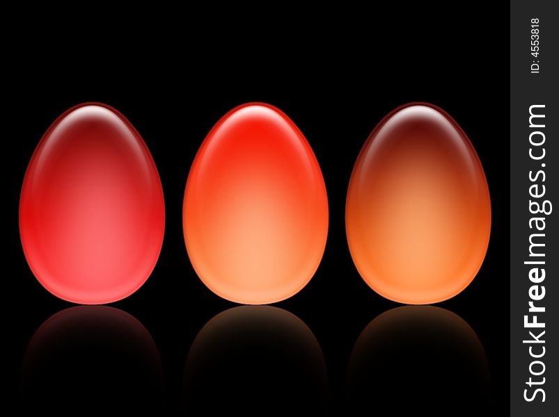 Color easter eggs over black background