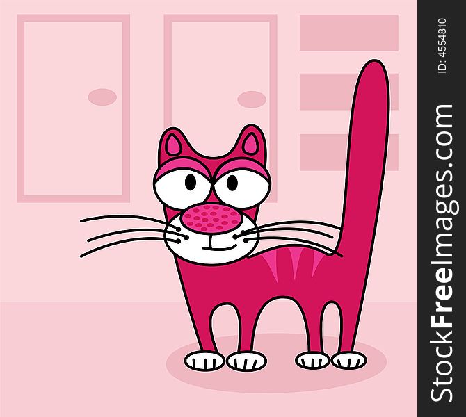 Pink cat on pink background