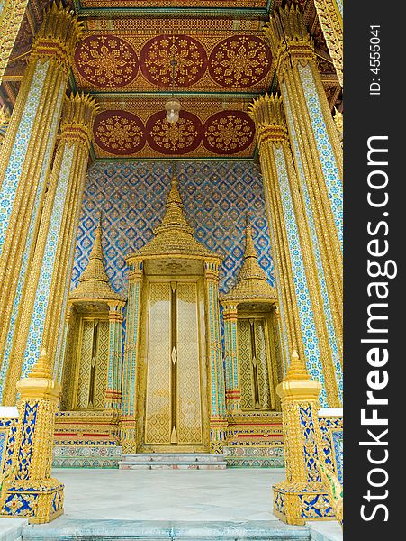 Temple entrance, the Phra Mondop library in Bangkok, Thailand. Temple entrance, the Phra Mondop library in Bangkok, Thailand