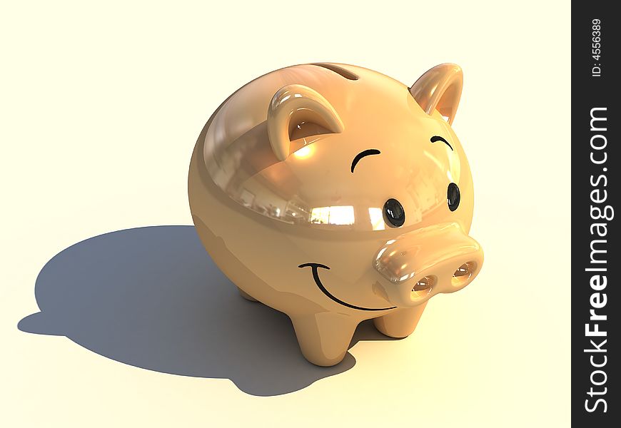 A 3D gold piggy bank