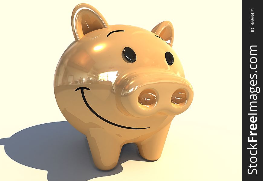 A 3D gold piggy bank
