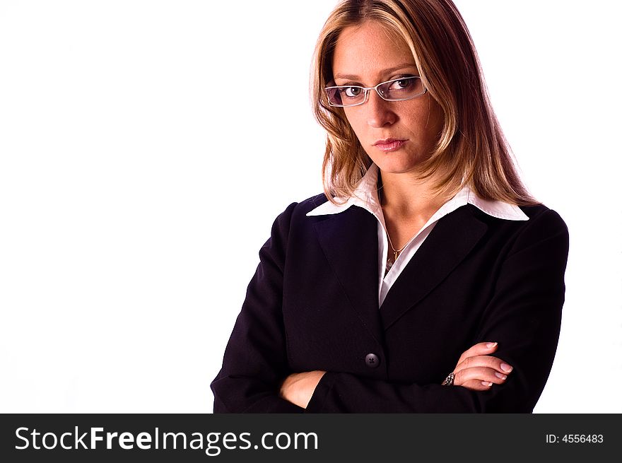 Woman with glasses in business suit. Woman with glasses in business suit.