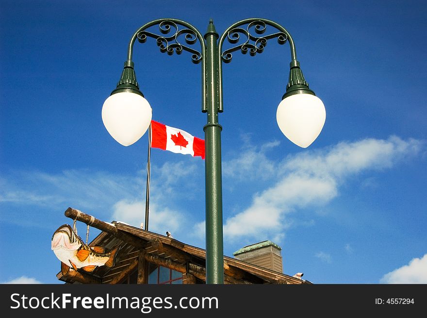 Lamp Post At A Canadian Fishing Resort