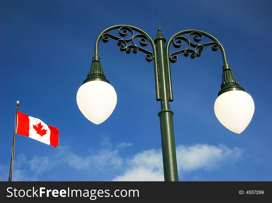 Lamp post and canadian flag
