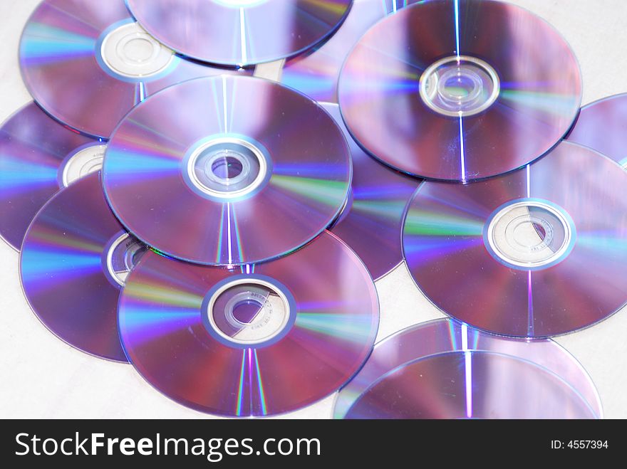 Audio or video cds on white