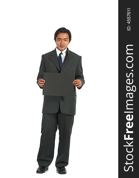 A picture of a businessman over a white background
