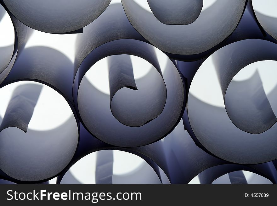 Abstract blue background of rolled paper