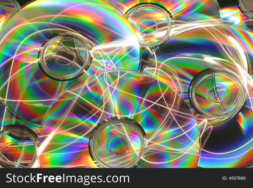Abstract background of colorful CDs